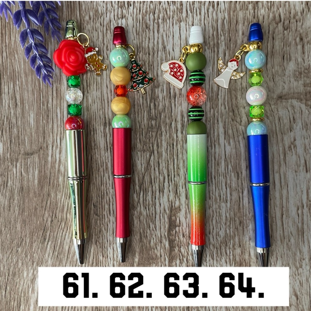 Handcrafted Christmas Pens Beaded Unique Artisan Gifts Office Accessories
